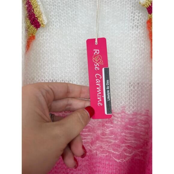 NWT Rose Carmine Oversized Ombré Mohair Blend Cardigan Pink White Size: OS - Picture 4 of 10